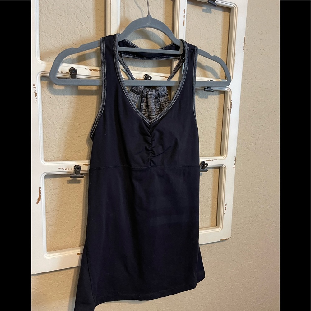 Kyodon Black Halter Style Workout shirt with Gray Trim and Built in Bra